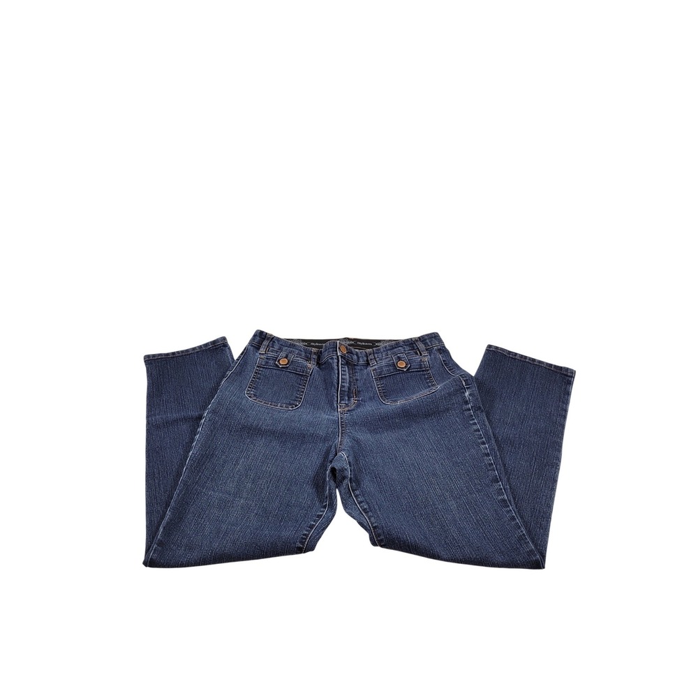 Style & Co Jeans Womens 14 Blue Good Straight Leg Button Pocket Stretch Denim